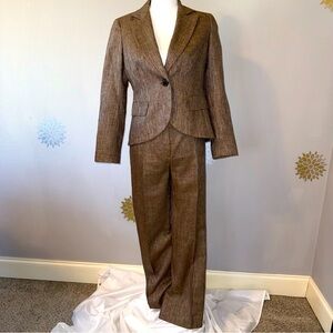 Lafayette Women’s 4 Petite‎ Brown Soft Wool Lightweight Corporate Business Suit